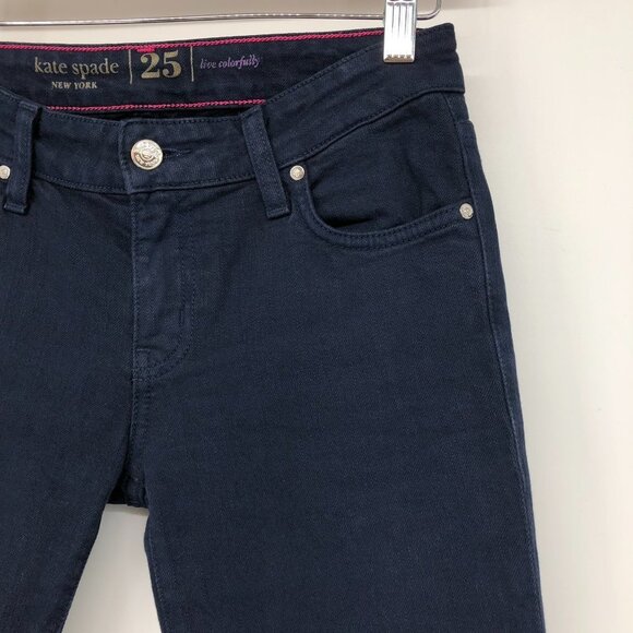 Kate Spade  Broome Street Dark Wash Blue Skinny Jeans Size 25 Zipper Ankles - Picture 4 of 15